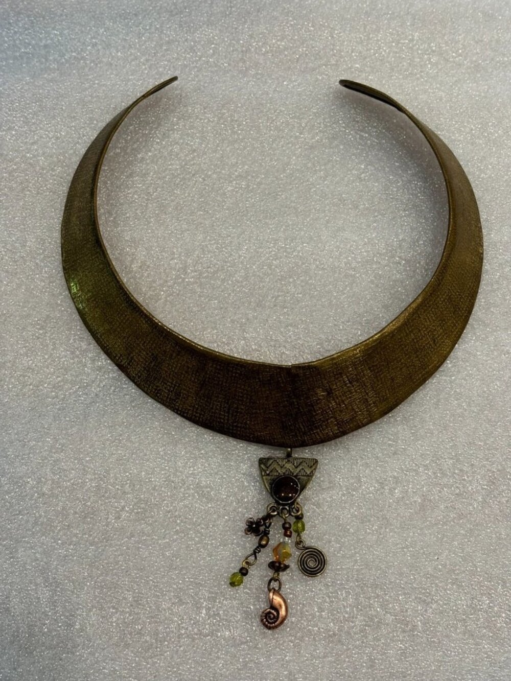 1970s Artisan Copper Brass Crystal Handcrafted Choker Collar